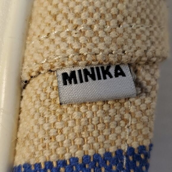 Minika Canvas Shoes Wedge Stripe Slip On Navy Cream Women's Size 10 WOMAN'S - Picture 11 of 12